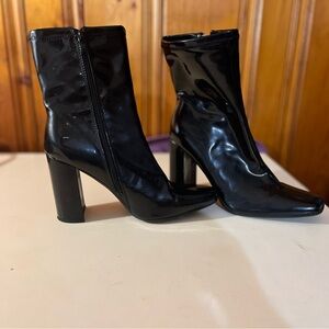 Black Patent Leather Ankle Boots